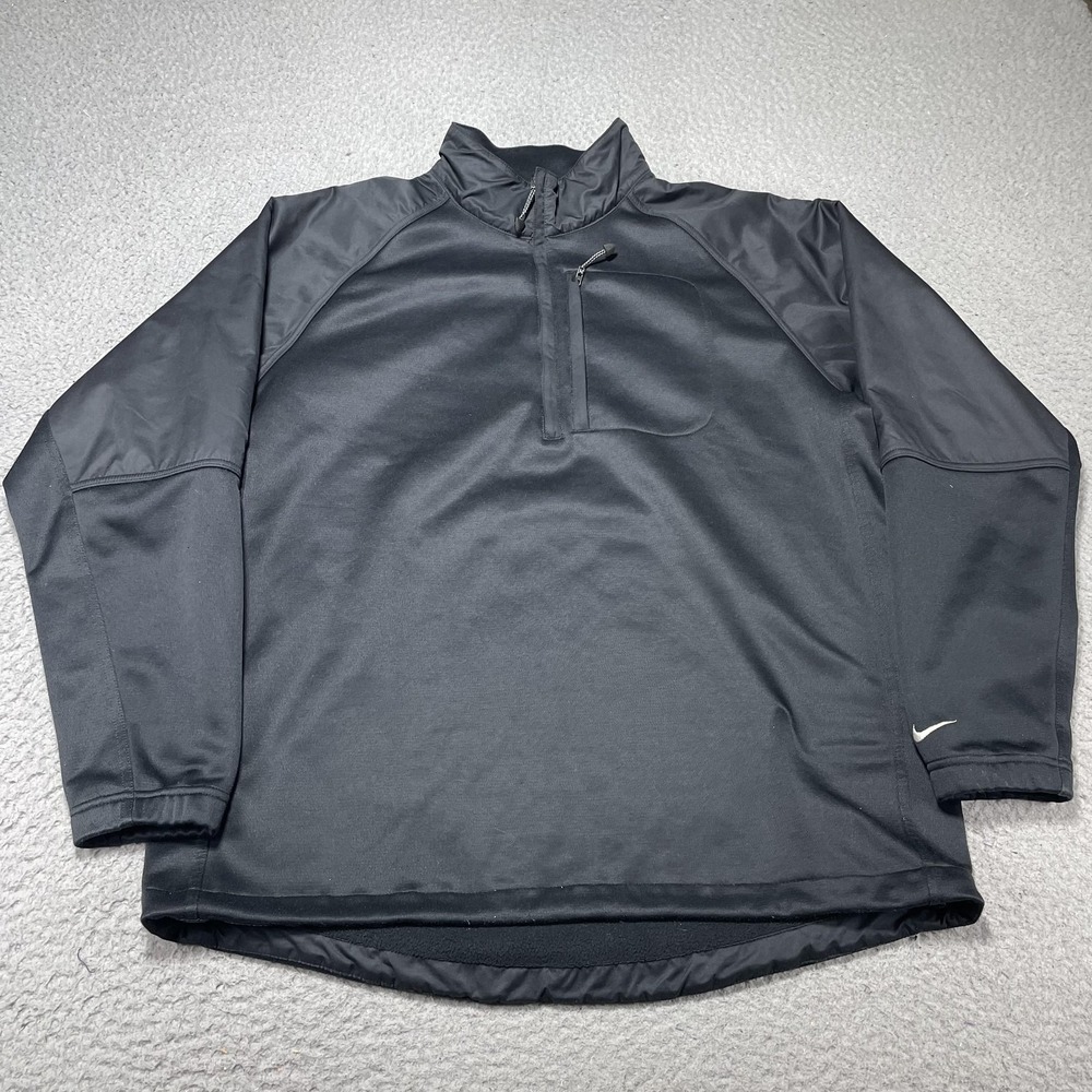 Nike Golf Therma-Fit Jacket Mens Medium Black 1/4 Zip Fleece Thermal Pullover
